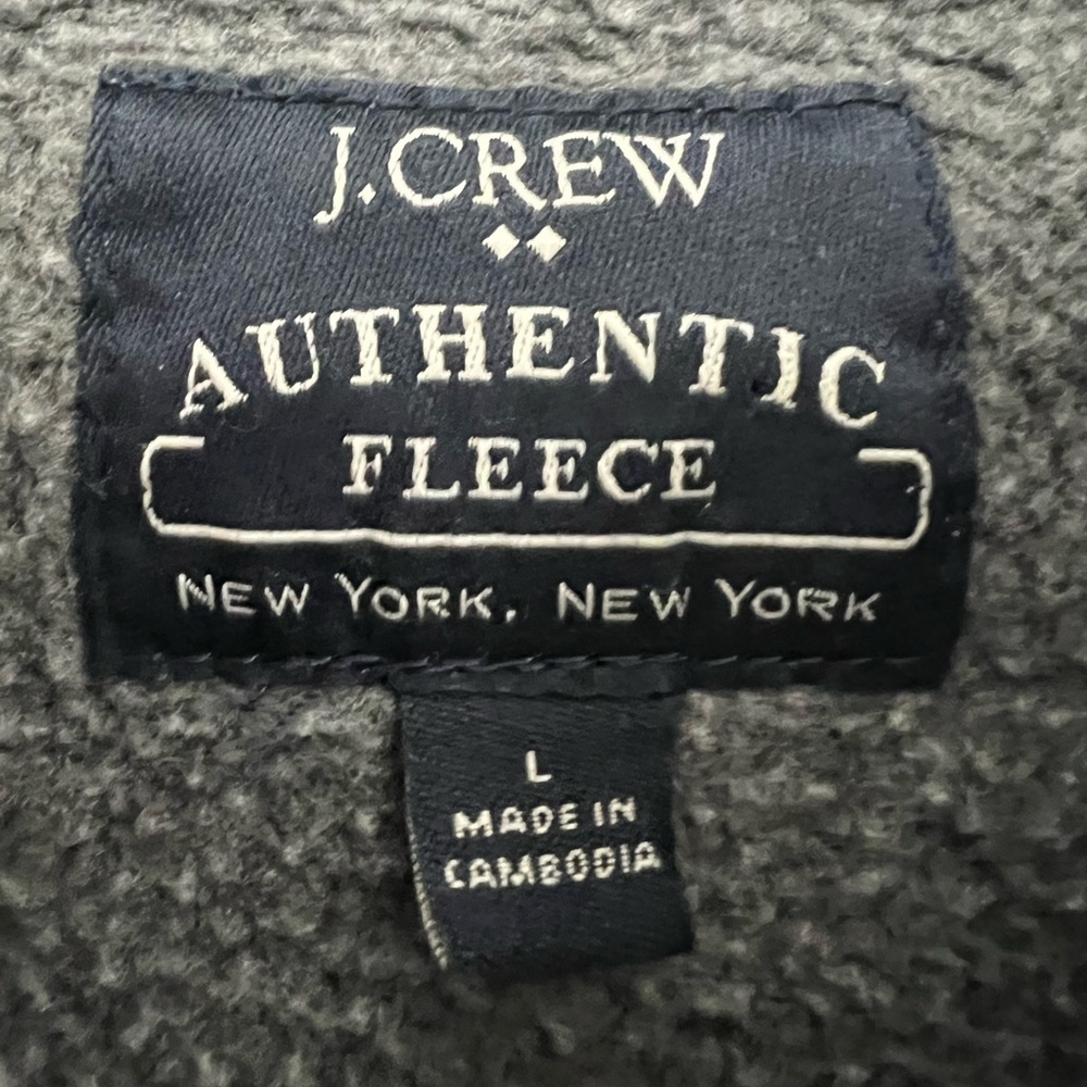 J. Crew Authentic Fleece Pullover Gray Hoodie with Button Detail - Picture 4 of 7